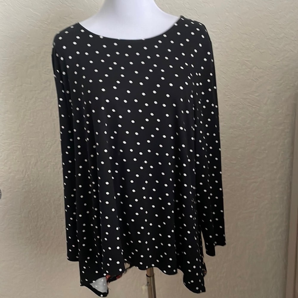 Chicos, polkadot and floral, longsleeve blouse